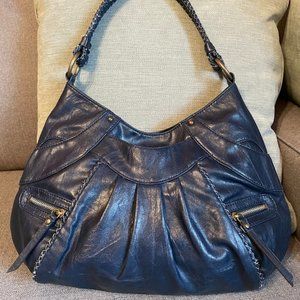 Handmade Navy Blue Leather Shoulder Bag